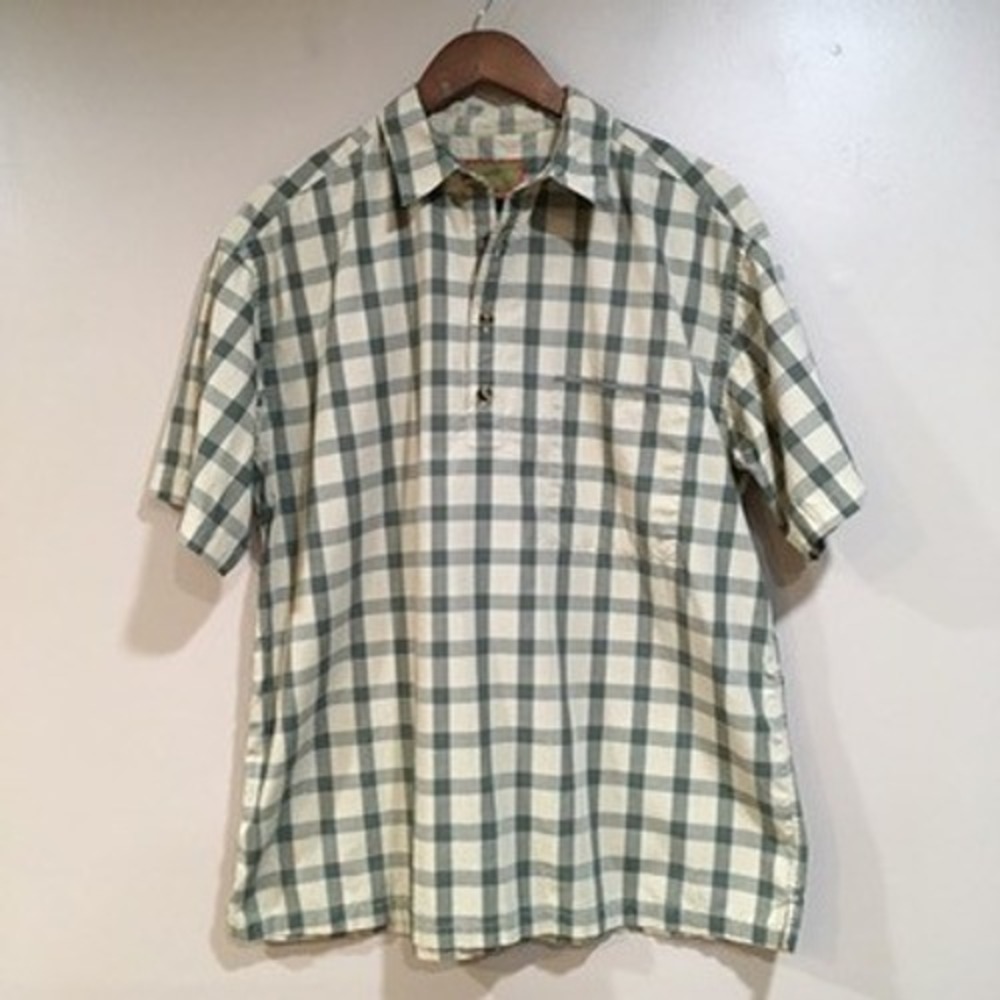 Horny Toad Plaid Short Sleeve Henley Shirt Mens L Green Gorpcore Outdoor Preppy
